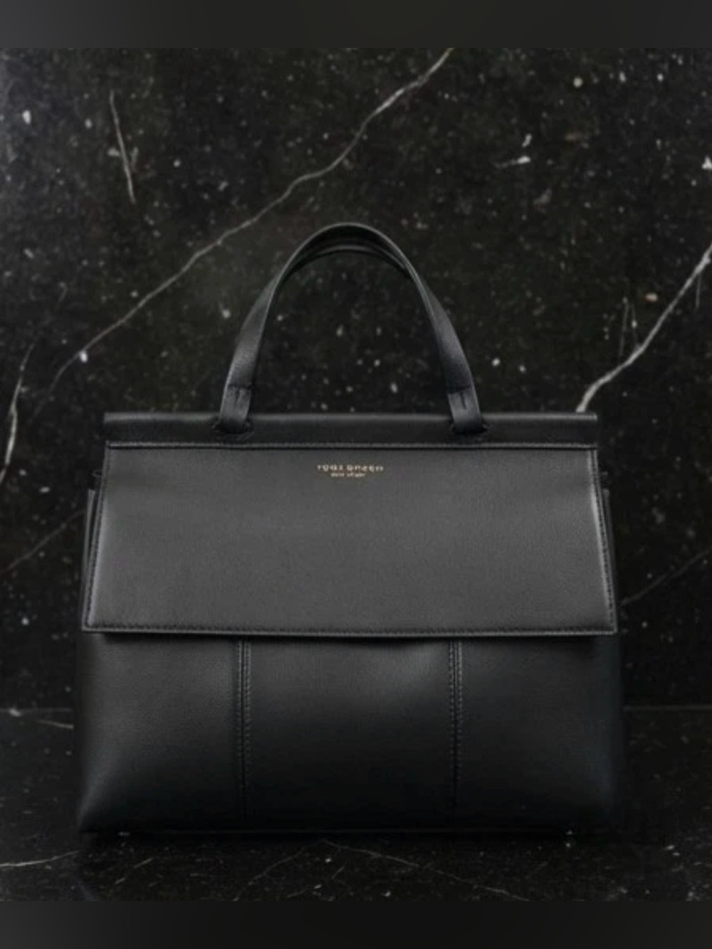 TORY BURCH Black Smooth Leather Block T Satchel Bag With Strap